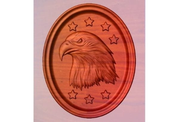 Eagle Head Oval Plaque - Cherry